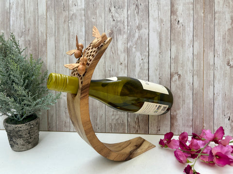 Wine Bottle Holder Bees Decor Wooden Tabletop Decoration Balancer Single Rack