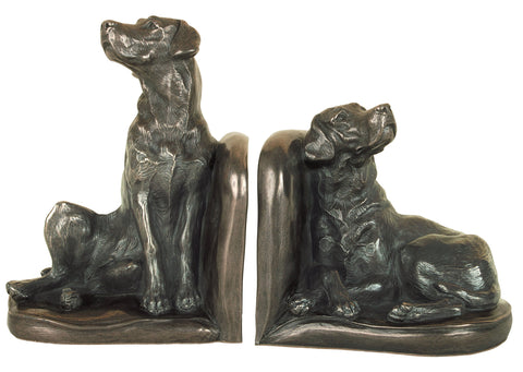 Pair of Labrador Cold Cast Bronze Bookends Figurine Ornament Dog Lover