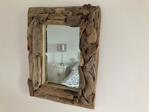 Wooden DRIFTWOOD Wall Mirror Rectangular Rustic Nautical Decor Vertical Horizontal Mirror