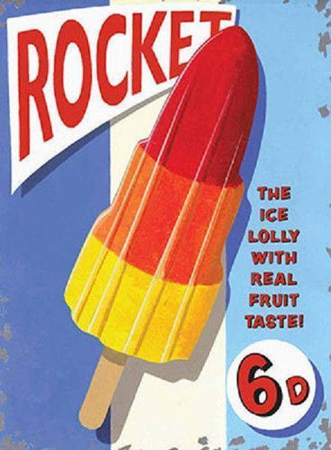 Retro Metal Sign Plaque Rocket Ice Lolly Seaside Advert Vintage Bathroom Cafe