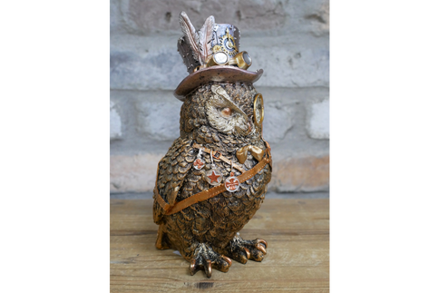 Owl Ornament Bird Figurine Statue Vintage Industrial Home Steampunk Quirky Gift