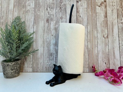 Kitchen Roll Paper Towel Holder Pole Cat Kitten Cast Iron Freestanding Kitchen Worktop Accessory