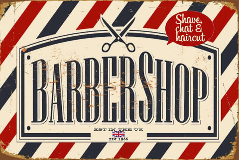 Barber Shop Retro Metal Sign Wall Plaque Gift 15X20CM Red & Blue