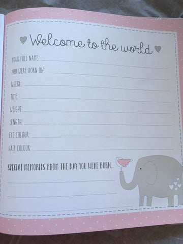 My First Year Pink Record Memory Book Keepsake Baby Shower Gift