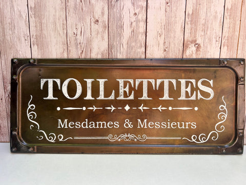 Bathroom Plaque French Toilettes Toilet Sign Black France Ladies Gents Wall Mount