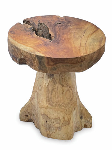Round Teak Root Table Hand Carved Solid Wood Stool End Side Lamp Table Home Garden