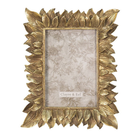 Antique Gold Photo Picture Frame Leaf Leaves 6"x4" Rectangle Photograph Holder