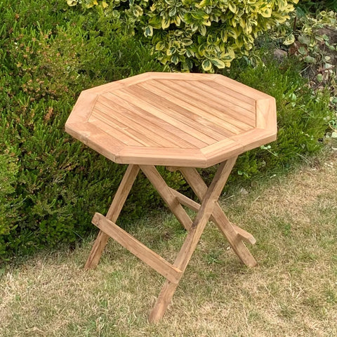 Wooden Folding Picnic Table Portable Camping Outdoor Garden Teak Octagonal 50cm