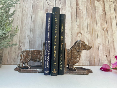 Pair of Sausage Dog Bookends Dachshund Book Holders Decorative Shelf Ornaments