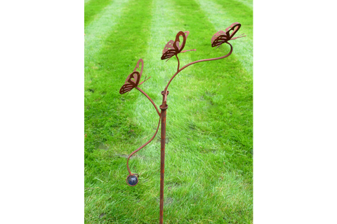 Butterfly Wind Spinner Garden Stake Ornament Lawn Metal Gift 1.07m Tall Decor