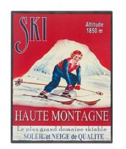 Sport Indoor Wall Sign Plaque Picture Metal Poster Ski Slope Skiing 33x25cm Alps