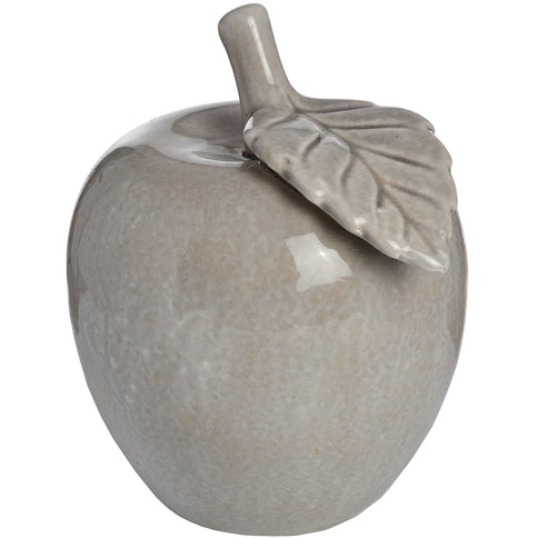 Grey Apple Ornament Gray Ceramic Fruit Table Decoration Crackle Glaze Shelf Sculpture 23cm