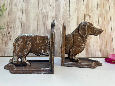 Pair of Sausage Dog Bookends Dachshund Book Holders Decorative Shelf Ornaments 