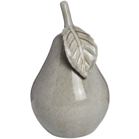 Grey Pear Ornament Gray Ceramic Fruit Table Decor Shelf Sculpture 28cm Crackle Glaze