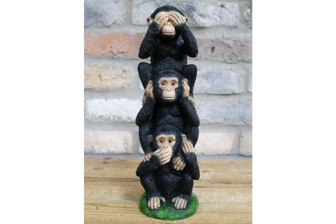 Monkey Ornament See No Evil Hear No Evil Speak No Evil Chimp Statue Figurine 30cm