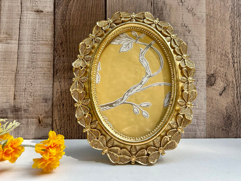 Gold Oval Photo Frame Butterfly Picture Display Holder 6