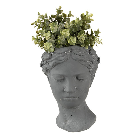 Roman Greek Ladies Head Statue Planter Flower Pot Grey Garden Home Decor 25cm