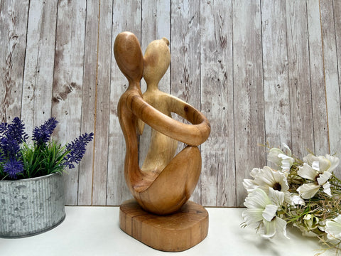 Wooden Wine Bottle Holder Kissing Couple Wood Love Heart Wedding Valentines Gift