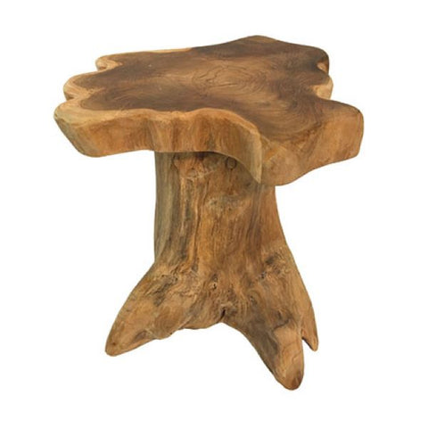 Wooden Teak Root Table Hand Carved Solid Wood Stool End Side Lamp Table 45cm