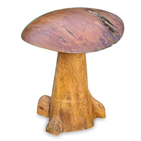 Large Wooden Mushroom Toadstool Sculpture Garden Teak Root Ornament Carved 45cm
