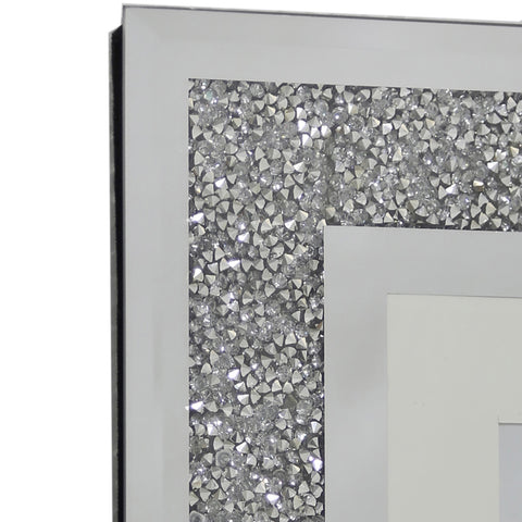 Glass Sparkly Silver Diamond Crush Wall Multi Double Picture Photo Frame 4"x6" 