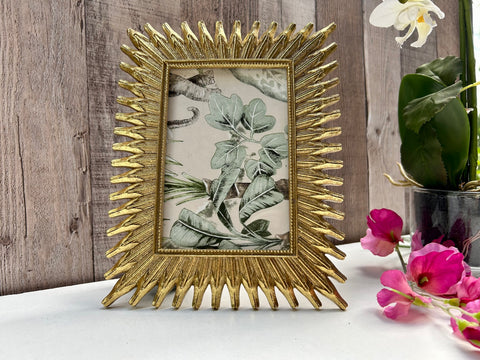 Ornate Spiky Photo Frame Gold Sunburst Picture Holder Portrait Landscape 6x4inch
