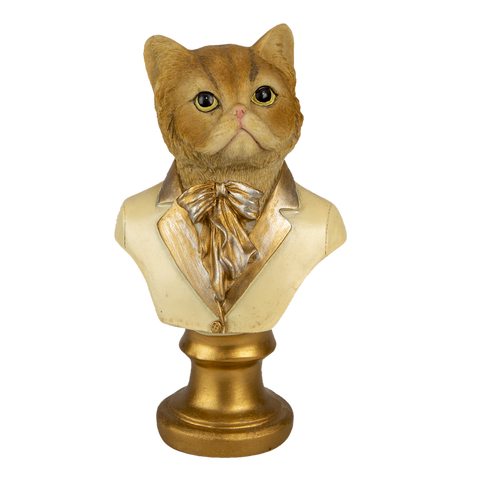 Retro Cat Figurine Bust Dapper Dressed Up Animal Quirky Ornament Steampunk 17cm