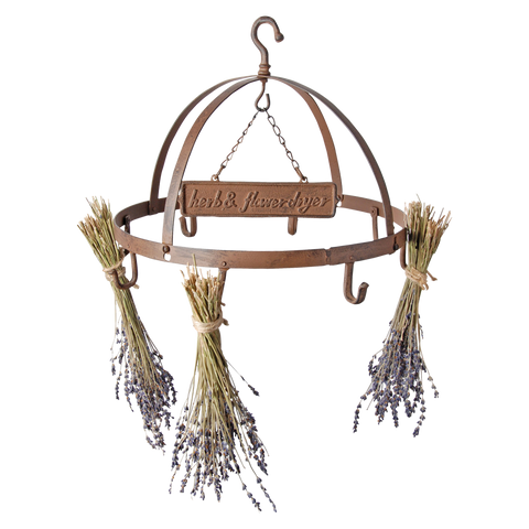 Flower Herb Rustic Hanging Rack Dryer Ring Brown 8 Hooks Vintage Style Display