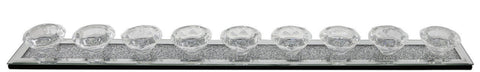 Sparkly Crushed Crystal Mirrored Glass Diamond 9 Nine Tealight Candle Holder 