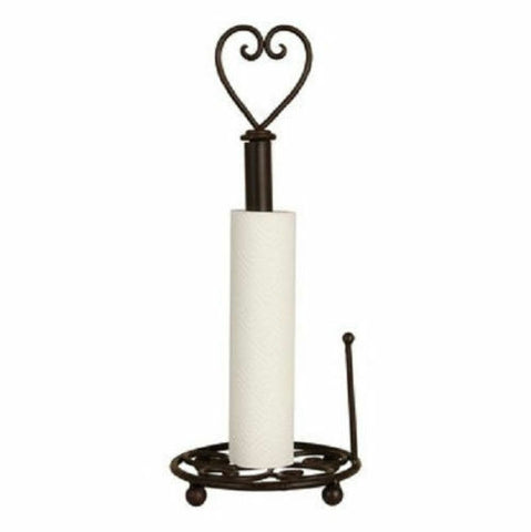 Heart Kitchen Roll Holder Paper Towel Pole Stand Brown Iron Kitchen Accessory