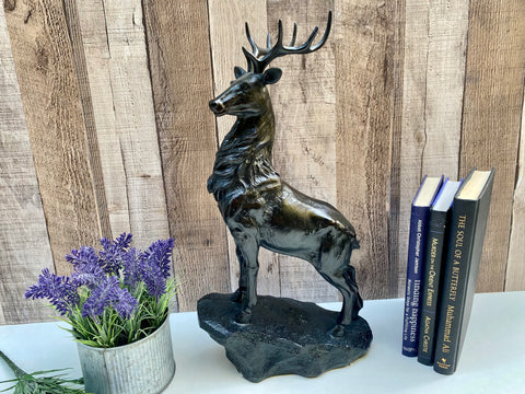 Stag Deer Reindeer Antlers Figurine Decorative Ornament Sculpture Large 41cm