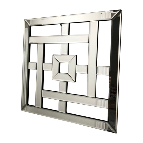 Geo Mirrored Wall Art Mirror Geometric Glass Bevelled Art Decor 40 x 40cm Square