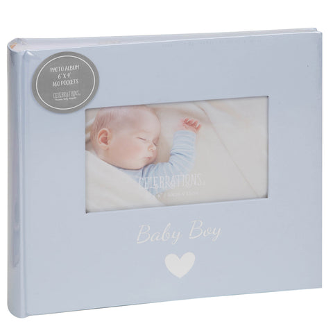 Baby Boy Blue Photo Album 160 Photographs 6" x 4" Picture Book Newborn Baptism