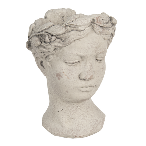 Roman Greek Ladies Head Statue Planter Flower Pot Stone Garden Home Decor 25cm