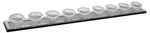 Sparkly Crushed Crystal Mirrored Glass Diamond 9 Nine Tealight Candle Holder 
