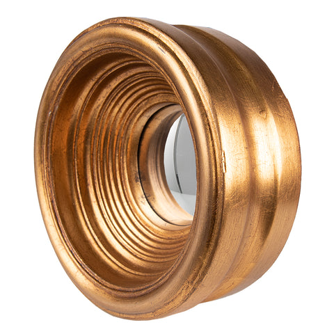 Convex Fisheye Porthole Mirror Round Gold Distressed Wood Wooden Retro 16cm