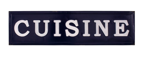 Kitchen Cuisine Metal Sign Iron Plaque Blue White Distressed French 91cm Long