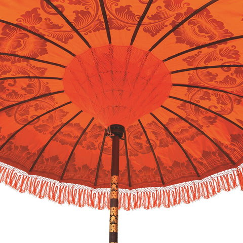 Bali Handmade Sun Parasol Hardwood Garden Umbrella Orange and Gold (base not included)