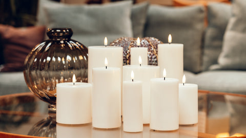 Luxury LED Wax Pillar Church Candle Cream Realistic Flickering Flame Smokeless 10cm