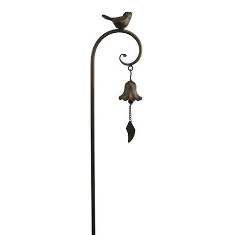 Rusty Metal Bell Flower Plant Support Stake Garden Ornament Decoration 1.25m Tall