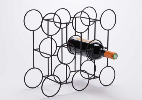 8 Bottle Wine Rack Metal Black Freestanding Bar Countertop Storage Holder