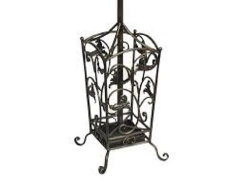 Tall Metal Hat Coat Umbrella Stand Iron Aged Bronze Colour Square Hall Office