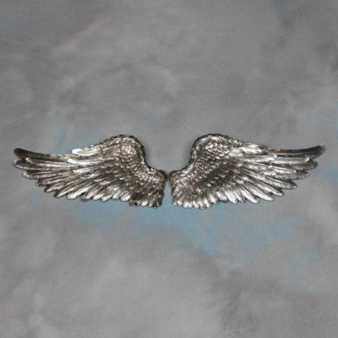 Large Pair Antique Silver Angel Wings Cherub Wing Decorative Wall Art Hanging