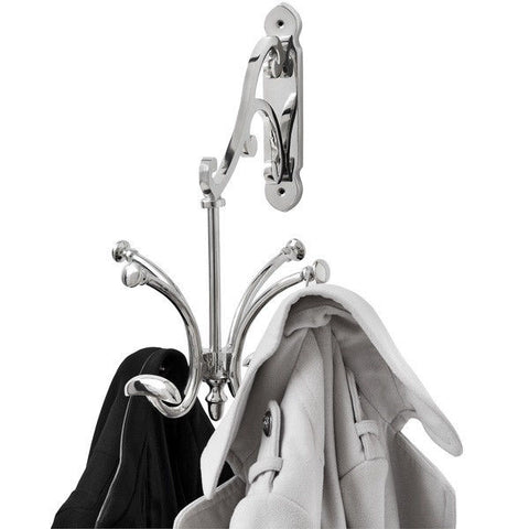 SALE! Wall Mounted Silver Chrome Hook Peg 4 Double Hooks Hat Coat Hanger Holder