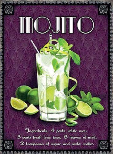 Metal Sign Plaque Mojito Cocktail Rum Drink Recipe Decoration Gift Kitchen Bar