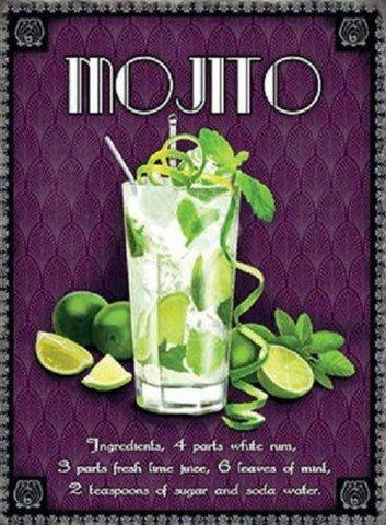 Metal Sign Plaque Mojito Cocktail Rum Drink Recipe Decoration Gift Kitchen Bar