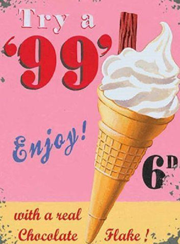 Vintage Style Retro Metal Wall Sign Tin Plaque 99 Ice Cream 30x40cm