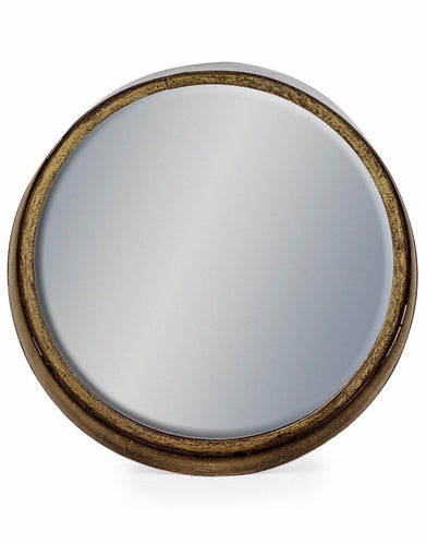 Round Metal Porthole Cylinder Accent Mirror Deep Frame Black Bronze 26cm