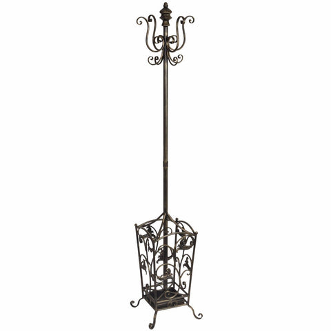 Tall Metal Hat Coat Umbrella Stand Iron Aged Bronze Colour Square Hall Office