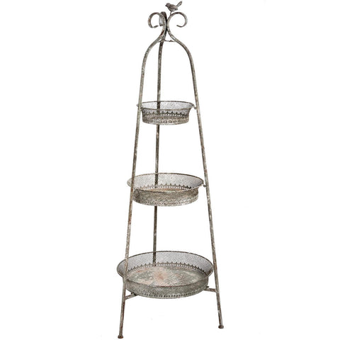 Freestanding Shabby Chic Style Distressed Three Tier Tripod Stand Shelf 133cm